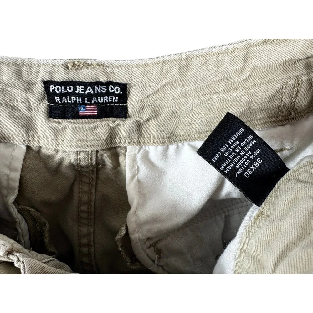 VTG Polo‎ Jeans Co. Ralph Lauren Cargo Pants Mens 38x30 Khaki Military Grunge